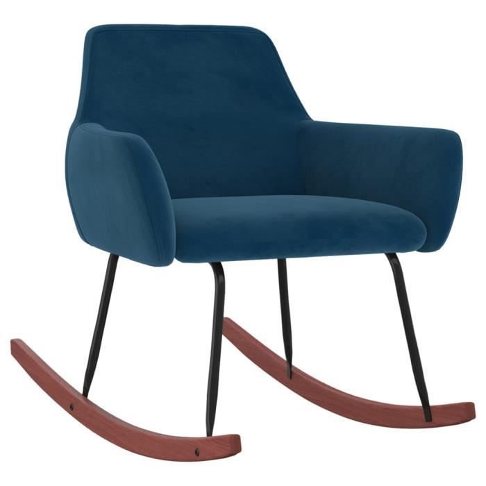 fauteuil à bascule-chaise tv de salon - contemporain - bleu velours - best-home