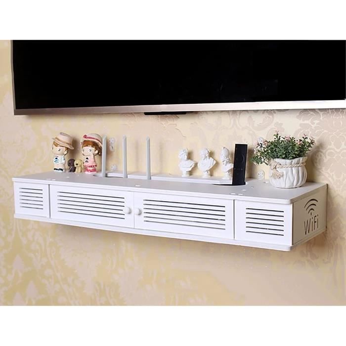 Meuble TV Mural Flottant 135x30x16 Cm Blanc - 3 Niches Ouvertes, Support Jusqu'à 30 Kg, Design Moderne - 9