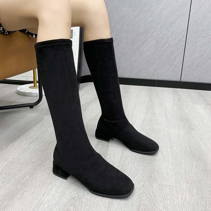 Bottes femme sale daim noir