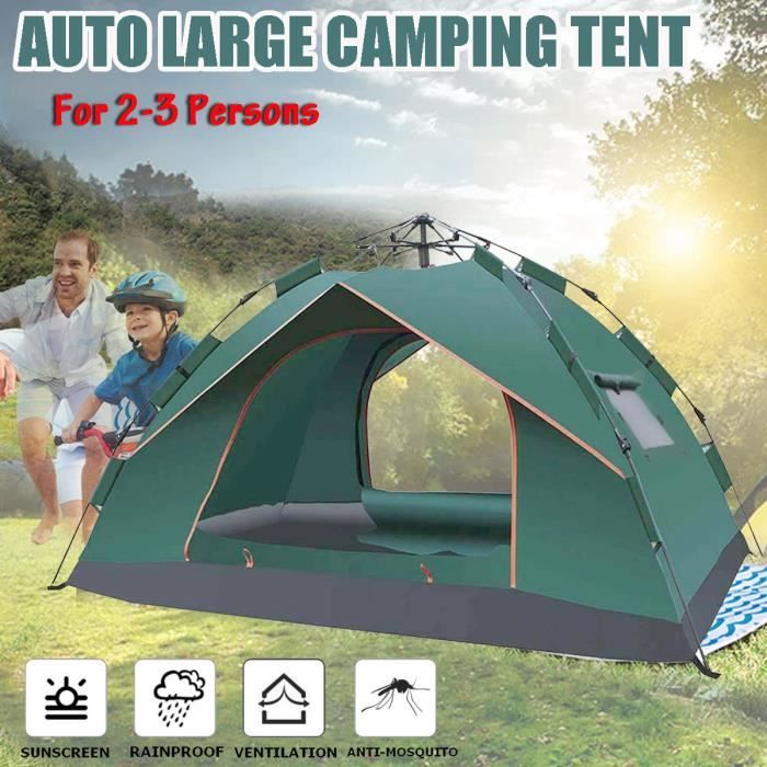 Tente de Camping Automatique 3-4 Personne Portable Anti-UV en Plein Air Randonnée Plage 200X150X120cm