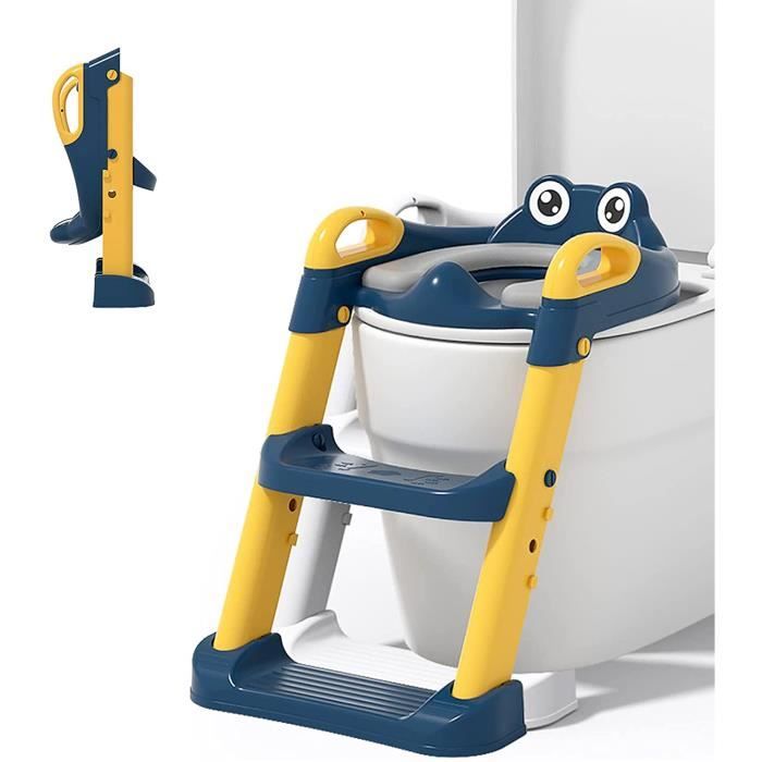 Siège de Toilettes pour Enfants de 2 à 7 Ans Réglable Pliable Siège Rembourré Marche Large Capacité 75 kg Bleu Vert Siège de Toilettes pour Enfants de 2 à 7 Ans Réglable Pliable Siège Rembourré Marche Large Capacité 75 kg Bleu Vert