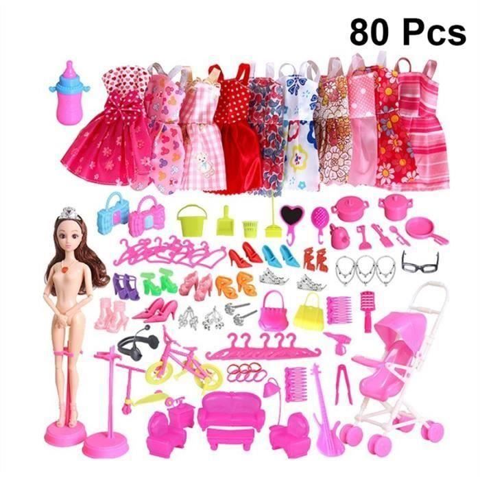 Jeux Et Accessoires En Couture Pour Enfants 80 Pcs Complete Poupee Accessoires Kit Hauts Talons De Nettoyage Outils Accessoires De Vetements Pour Barbie Jouets Enfants Non Achat Vente Jeu De Mode Couture Stylisme Cdiscount