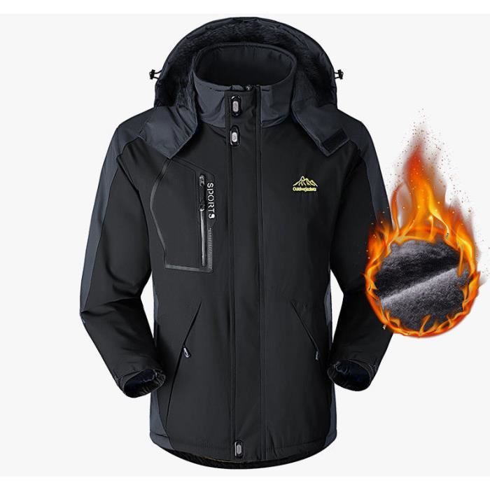 Couleur hommes noir taille 4XL Veste de Ski a capuche coupe vent surdimensionnee pour homme et femme manteau Cdiscount