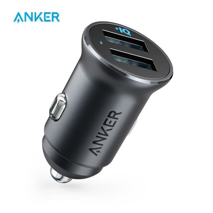 Anker – Chargeur de voiture double port, accessoire de charge en métal à adapter à l'allume-cigare, avec 2 U
