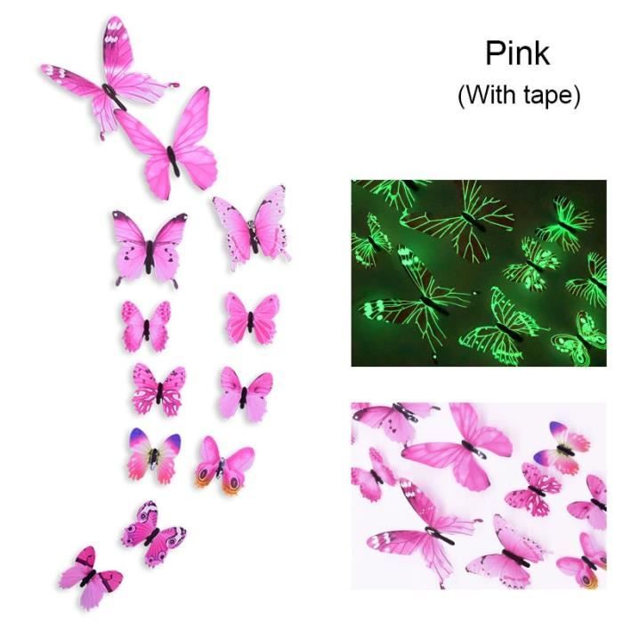 Lot De 12 Ou 24 Autocollants Papillons 3D Noir - 12, 10, 8 Cm - Pour Décoration Murale Intérieur/extérieur - Résistant Aux Intempéries
