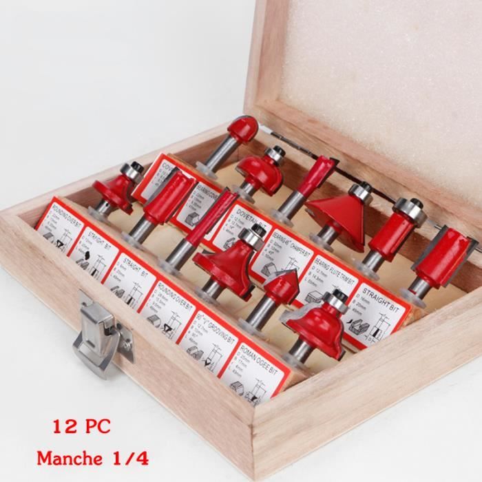Fraise Defonceuse 12mm, Fraise Rabotage de Surface de Nettoyage de Fond, T-Track Routeur à Rainure en T Forme Routeur Bits, 12x57mm en Bas, Lame Jaune