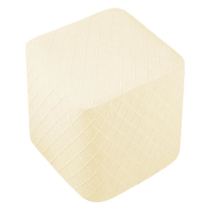 Housses Pouf Carré NeColorLife Lot De 2 - Protection Jacquard Extensible Beige - 8