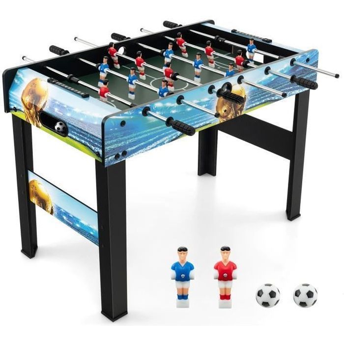 MISTER GADGET Baby-Foot De Table Compact 51 Cm – Jeu De Baby-Foot Portable En Bois & Métal Avec 2 Balles Et Scoreurs, Idéal Enfants & Adultes