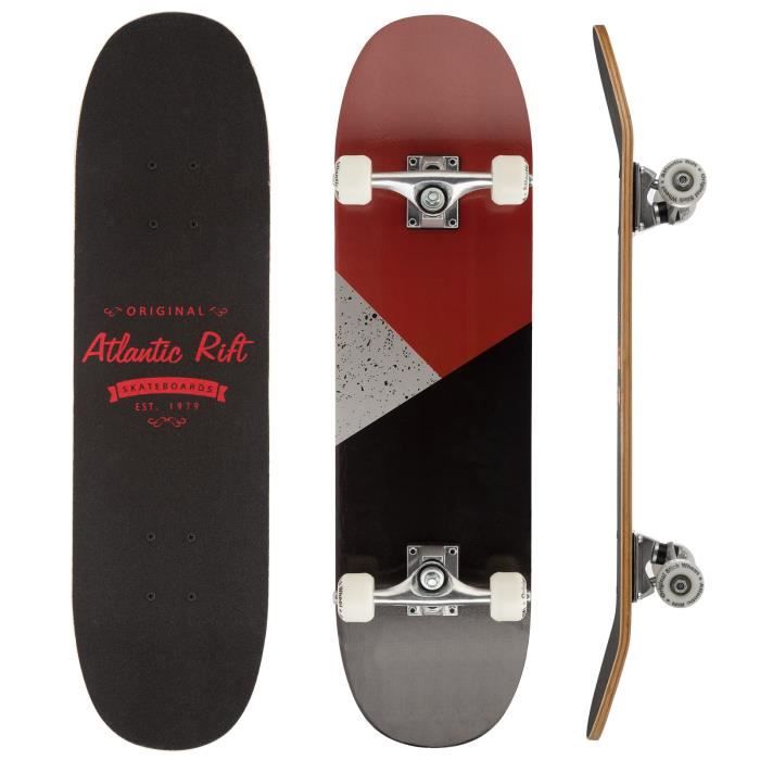 Planche à roulettes Skateboard Longboard - Atlantic Rift - Roues ABEC 9 - Gris