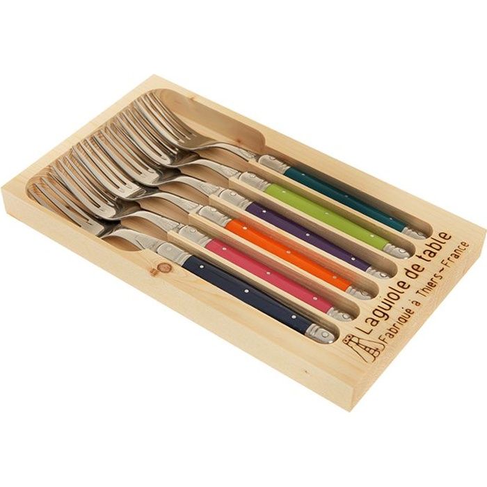 JEAN DUBOST LAGUIOLE Coffret 6 fourchettes couleur