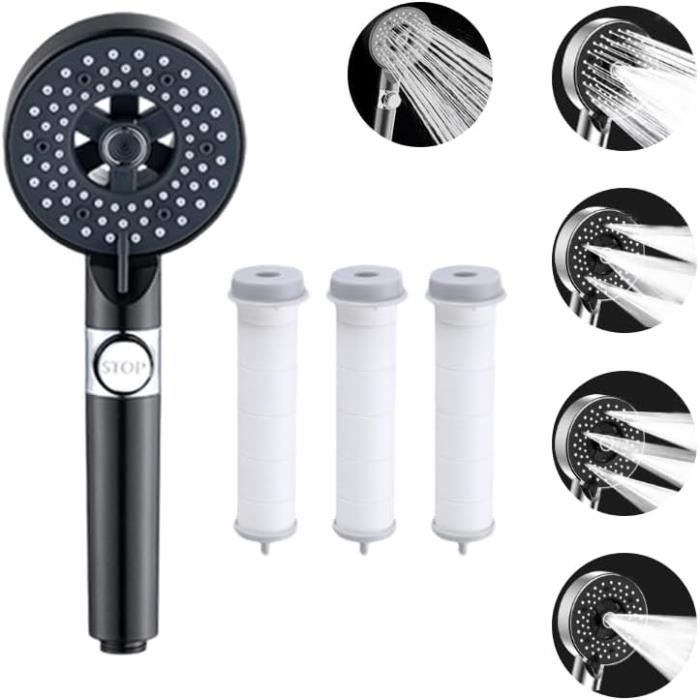 Pommeau De Douche 5 Modes - Douchette à Main Amovible, Jets Pluie, Massage, Brume, économie D'eau, Raccord Universel G1/2