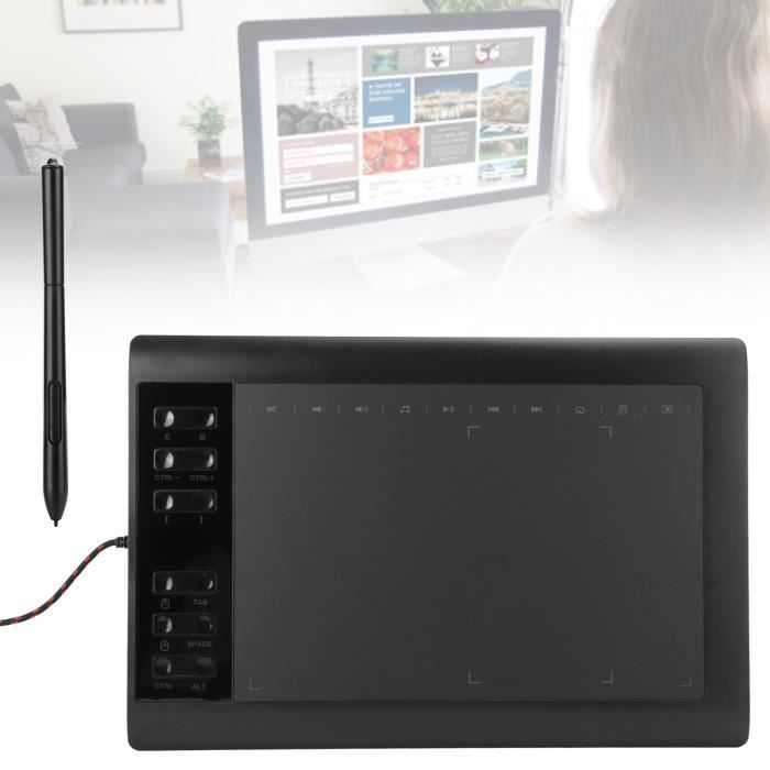 Tablette Graphique 10x6 Pouces - 8192 Niveaux De Pression, Détection D'inclinaison - Compatible PC, Mac, Android