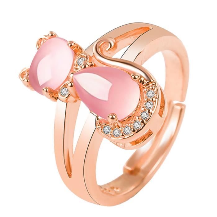 1pc en cristal rose de chat Bague Femme l gante pour Madame Lady