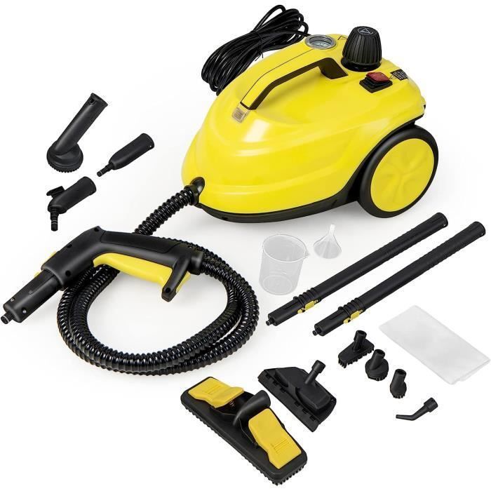GOPLUS Nettoyeur Vapeur 2000W avec Réservoir 18L 13 Accessoires Pression 5 Bar Balai Vapeur pour Tapis Fenêtre Verre & Rideau