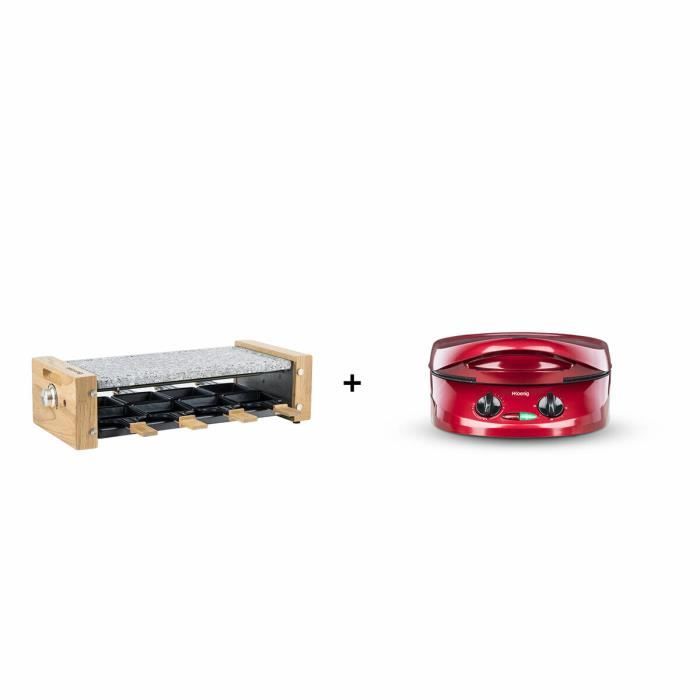 HKoenig WOD8+TRT180 RACLETTE/PIERRE A CUIRE 8 PERSONNES ET TART EXPRESS CUISEUR GRILL ET PLANCHA Rouge - vue 2