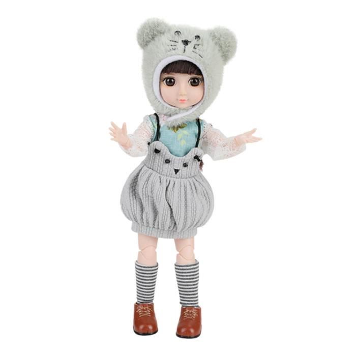 Poupee Articulee Mobile Bebe Fille Dress Up Change Maquillage Jouet Poupee 3d Yeux Rat Gris Cdiscount Jeux Jouets