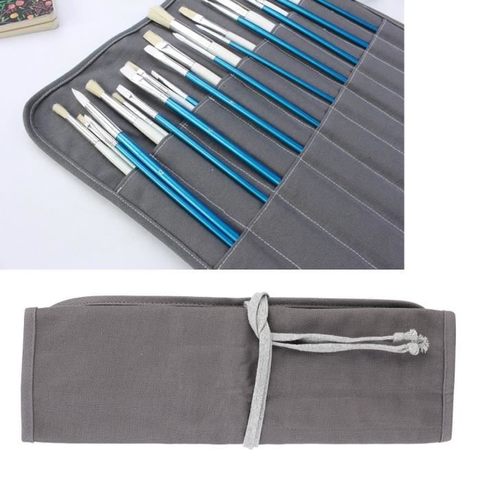 Porte-pinceaux En Toile Yeemeen - 22 Emplacements, Roulable, Idéal Pour Pinceaux, Couteaux Et Outils De Peinture