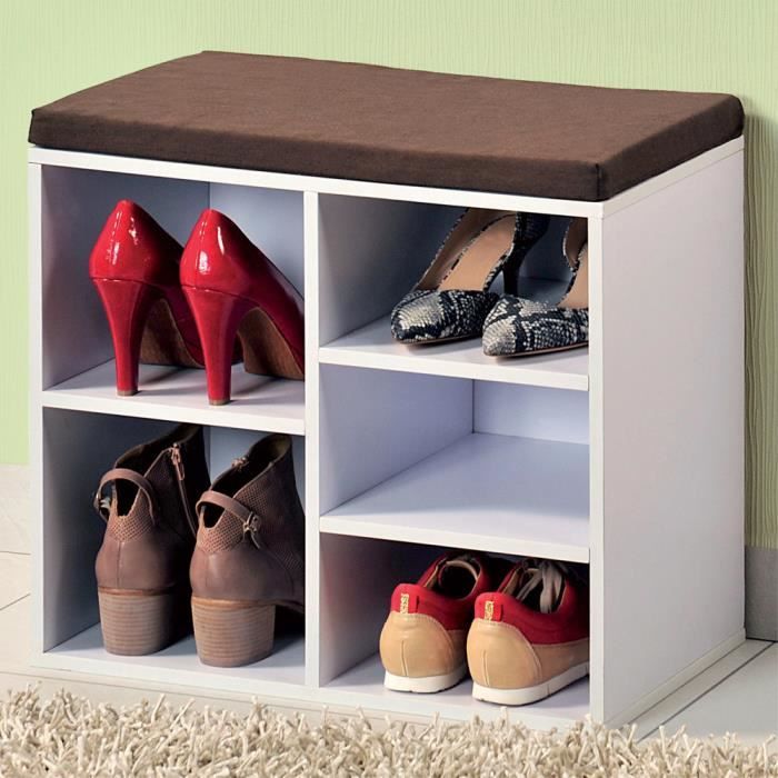 meuble à chaussures avec coussin de siège, porte-chaussures en bois, porte-chaussures, commode pour les chaussures