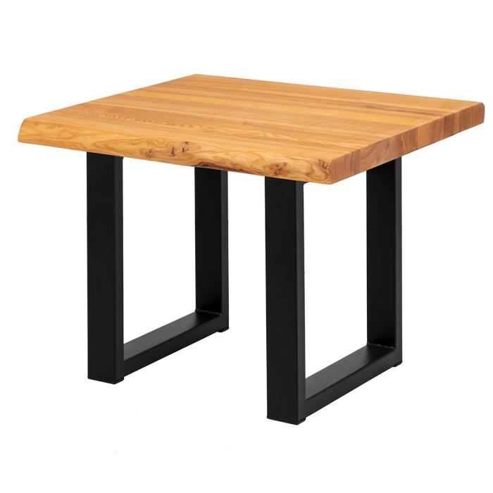 lamo manufaktur table basse en bois - industriel - salon - 60x60x47cm - frêne rustique - pieds métal noir - modèle loft