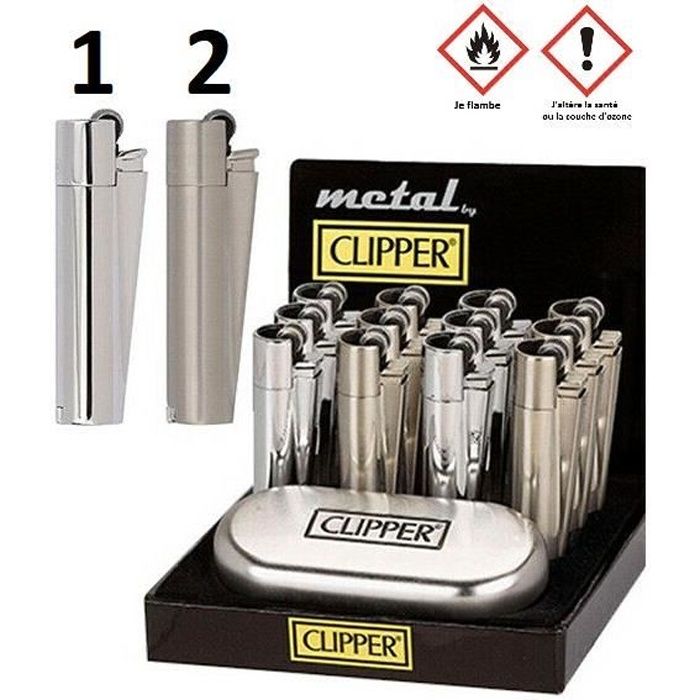 Briquet Clipper Métal Doré Mat - Grand Modèle Avec Coffret Cadeau - Briquet Rechargeable Culte