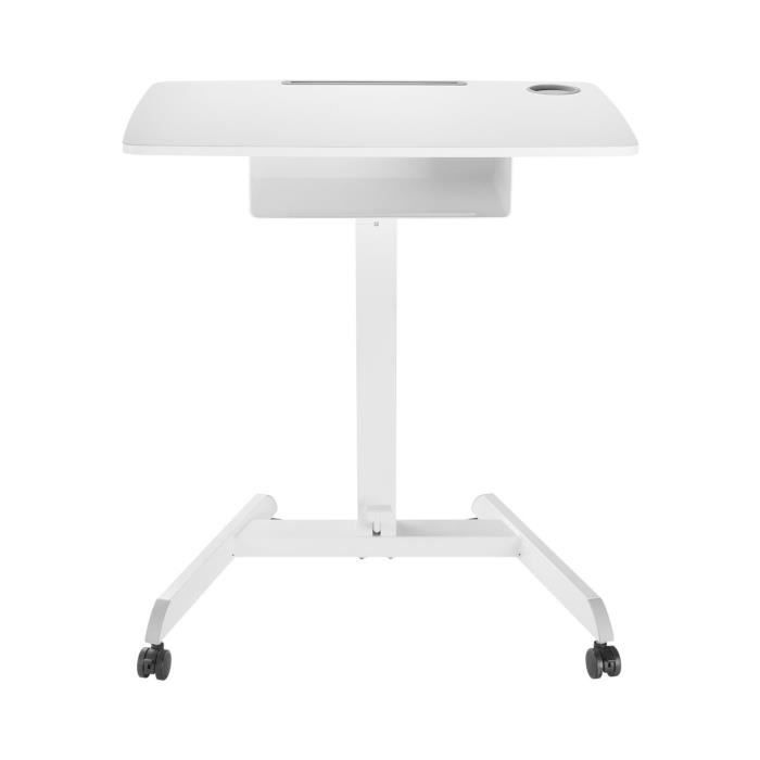 Table dordinateur portable à hauteur réglable avec roulettes et un tiroir Bureau assis-debout Réglable en hauteur jusquà 113cm