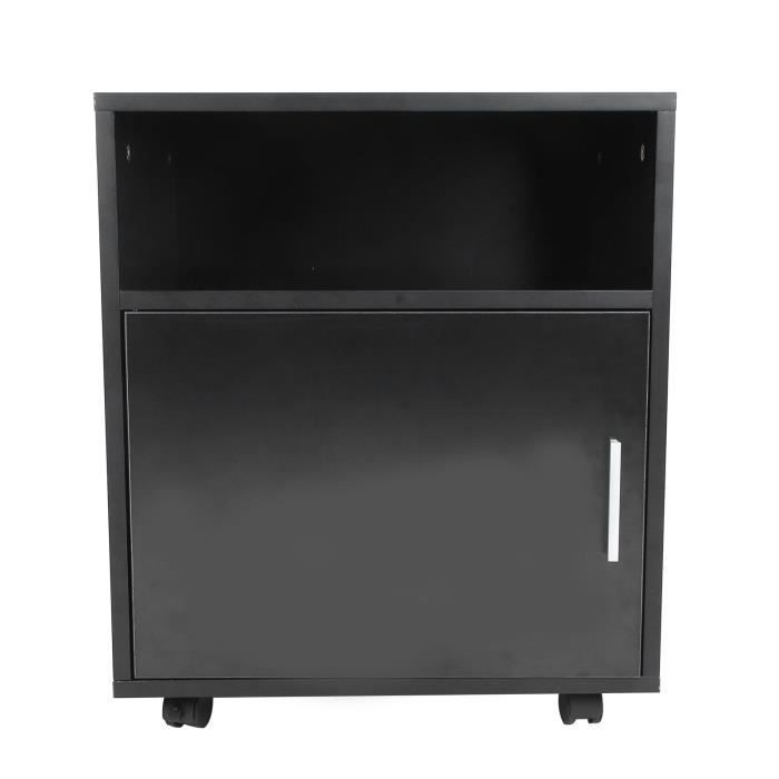 Table D'imprimante Mobile Avec Roulettes - Support En Bois Blanc, 4 Roues Dont 2 Freinées | Rangement Bureau Compact