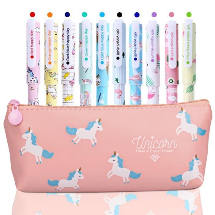 Kit Papeterie Licorne - Stylos, Carnet, Règle, Gomme - Cadeau École/Bureau Pour Filles - 12