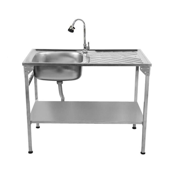 Évier dextérieur - Inoxydable - Pliable - Camping - Robinet Flexible - Cuve Spacieuse