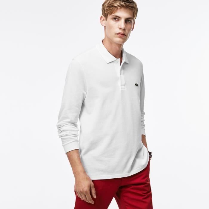 Polo Lacoste Manches Longues L13 12 Blanc Blanc Achat Vente Polo Cdiscount