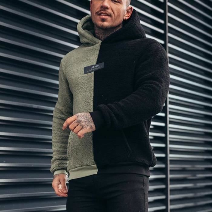 Dioche Sweat en peluche pour hommes Sweat Capuche Chaud en