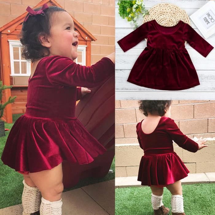 Benjanies Mode Bebe Filles Manches Longues Solide Robe Velours Tenues Populaire Rouge Vin Pxf80227753we Rouge Vin Achat Vente Robe Cdiscount