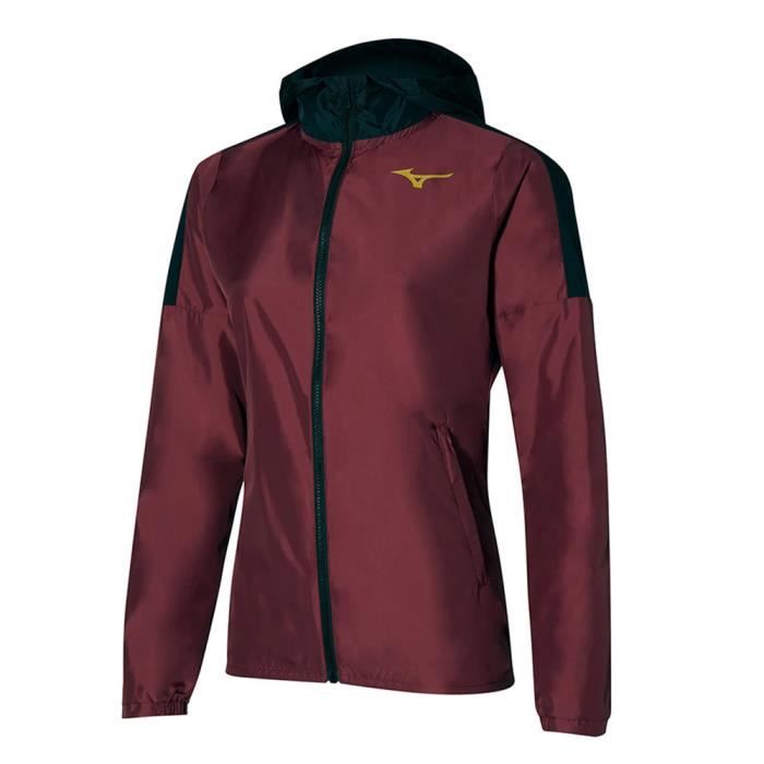 veste coupe-vent homme mizuno - bordeaux - manches longues - polyester