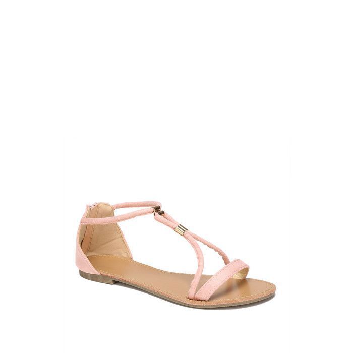 Sandales Femme LA MODEUSE Rose poudre Brides details metallises Talon 1cm Rose Cdiscount Chaussures
