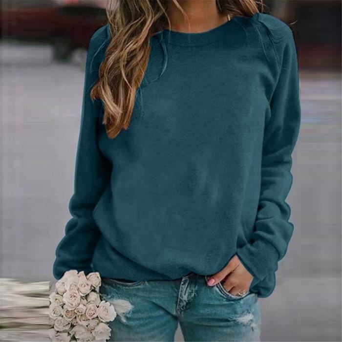 Sweat Femme Pull ample d contract manches longues et col rond