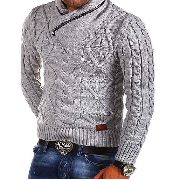 Pull Homme Col Montant Fermeture 1/4 - Manches Longues, Automne/Hiver, Coupe Ample