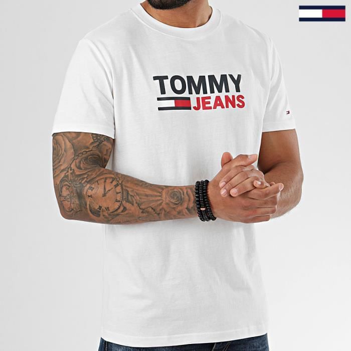 T shirt tommy hilfiger homme blanc clearance
