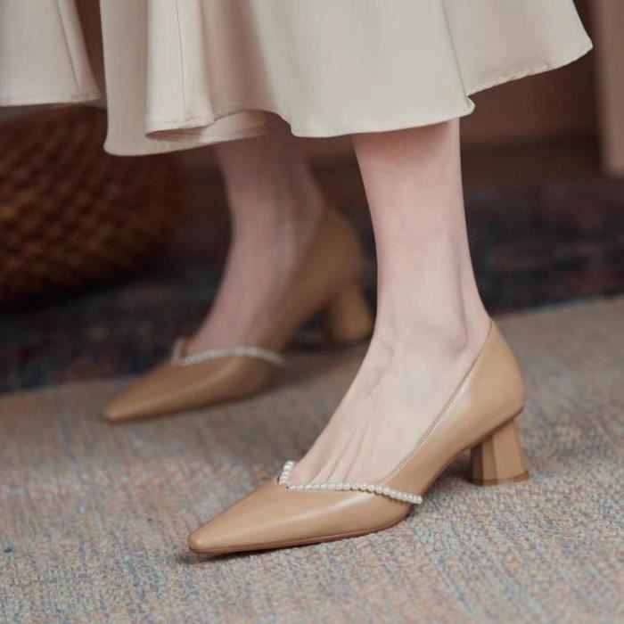 Escarpins Femme Talon Chaton Gizelle – Chaussures Habillées Bout Pointu Pour Soirée, Travail, Robe (tailles 36 à 40)