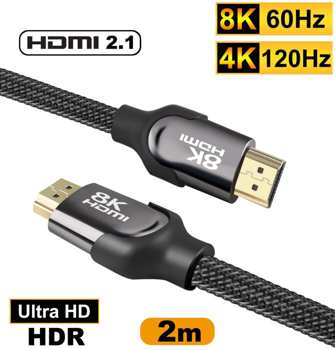 2 câbles HDMI High-Speed 2.1 jusqu'à 8K – 2 m