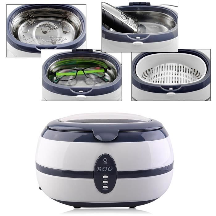 Nettoyeur à Ultrasons 600 Ml - Pour Lunettes, Bijoux, Montres - 35W, 5 Programmes, Facile D'usage