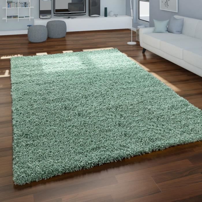 tapis shaggy salon vert poils longs moelleux doux robuste 200x280 cm achat vente tapis cdiscount