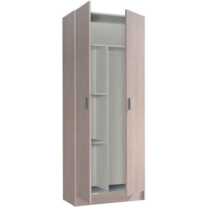 Armoire multiusages avec 2 portes en bois couleur chêne 73 cm (longueur) x180 cm (hauteur) x