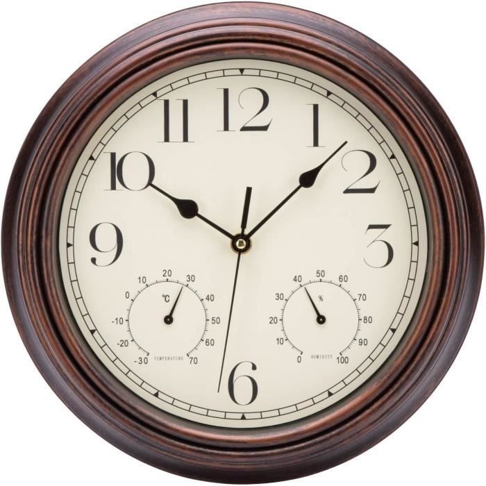 Hygromètre Thermomètre Horloge Murale Argenté - 3 En 1 - Neuf Sous Emballage