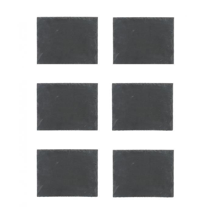 Lot de 6 assiettes en ardoise - L 30 x l 20 cm - Noir