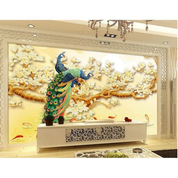 Papier Peint Personnalise 3d Fleur Paon Magnolia Salon Tv Toile De Fond Papel Mural Papier Peint 3d Peintures Murales Achat Vente Papier Peint Papier Peint Personnalise 3d Cdiscount
