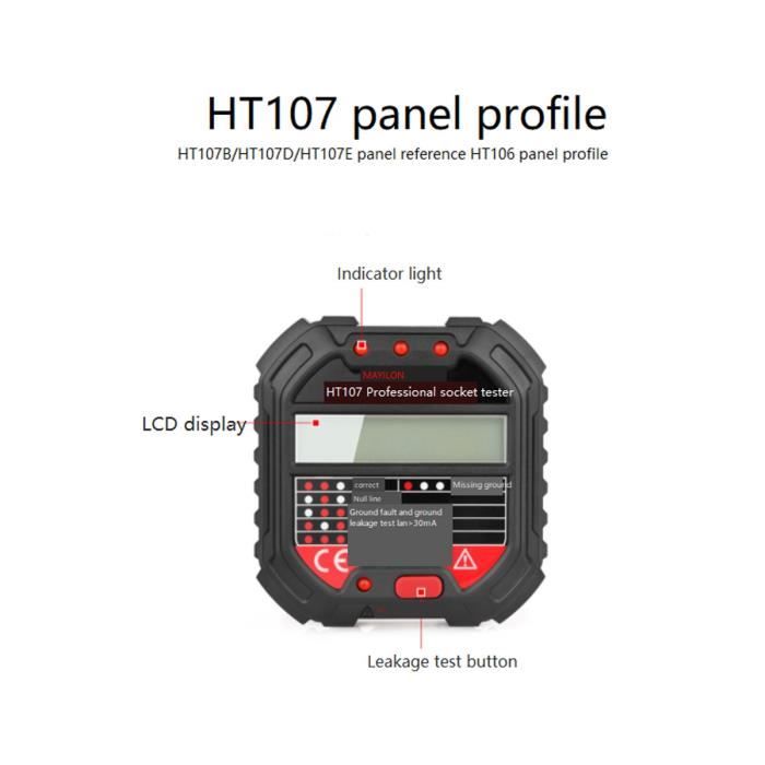 Détecteur Tension Testeur De Prise GFCI SHUIYUE - Détecteur De Tension 90-250V Avec Écran LCD, Idéal Pour Vérifier Vos Circuits Électriques En Toute Simplicité Appareil Diagnostic Sécurité électrique