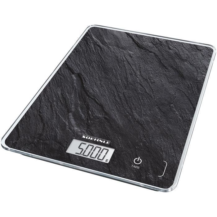 Balance de cuisine électronique Soehnle - Page Compact Slate 5kg 1g - Design extra plat et compact