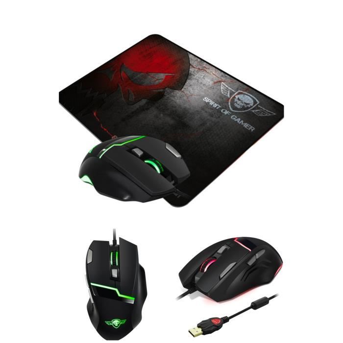 Spirit OF Gamer Souris Gaming - PRO-M10 - 4000 DPI - 7 Boutons - RGB 6 Effets