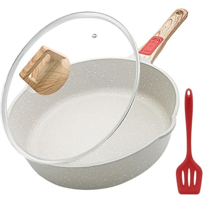 Poêle Antiadhésive 28 Cm Avec Couvercle Et Poignée Détachable - Compatible Tous Feux (Induction, Gaz...), Va Au Four Et Lave-Vaisselle
