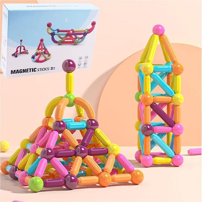 Jeux de Construction Magnetique, Billes Magn?�tiques et Batons Ensemble 68 pi?�ces, Jouet 