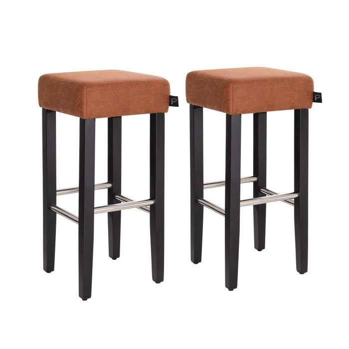 svita george tabouret de bar (lot de 2) avec repose-pieds chaise de bar en similicuir tabouret de cuisine chaise de comptoir marron